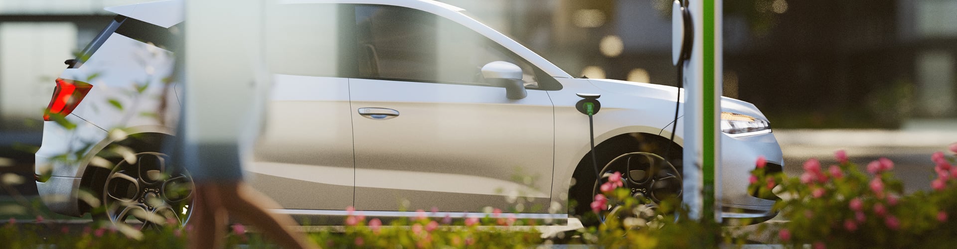 Electric car being charged