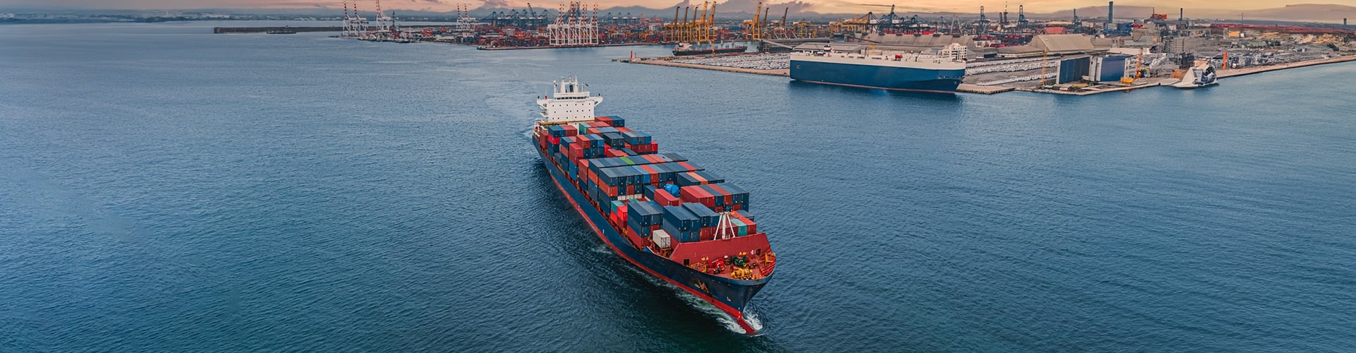 Cargo ship at sea