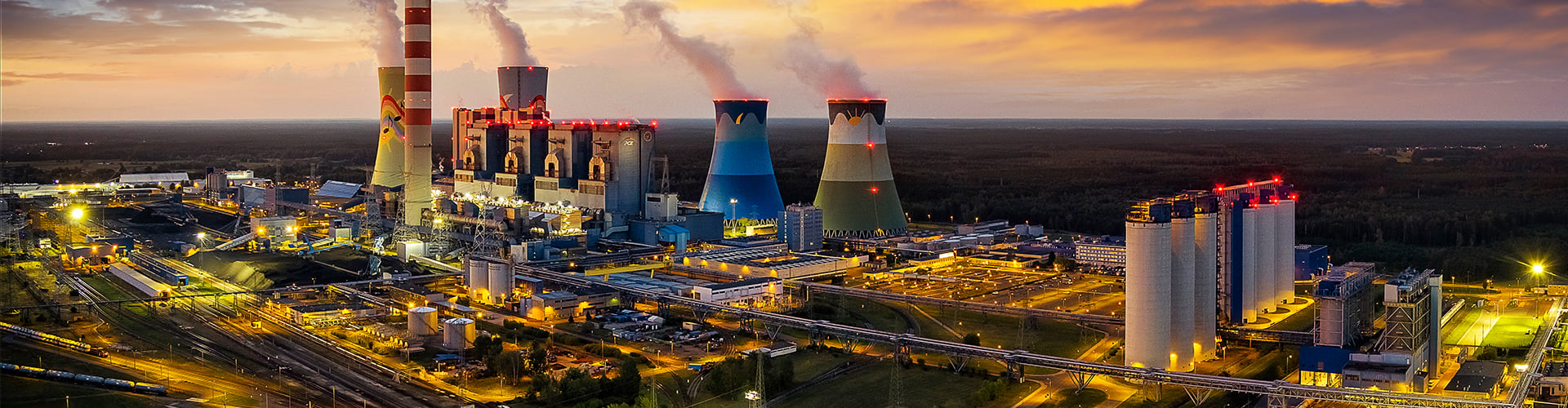 Power plant at sunset